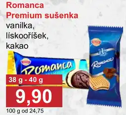 PLUS JIP Romanca Premium sušenka vanilka, liskooříšek, kakao nabídka