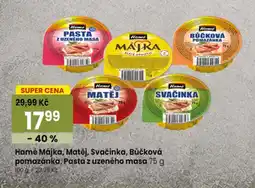 TEMPO Hamé Mákka, Matěj, Svačinka, Bůčková pomazánka, Pasta z uzeného masa nabídka
