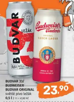 Konzum Budvar budweiser original světlé pivo ležák nabídka