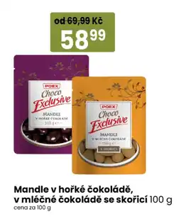 TEMPO Poex mandle v hořké čokoládě, v mléčné čokoládě se skořicí nabídka