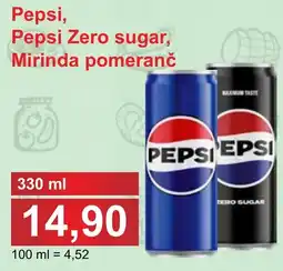 PLUS JIP Pepsi, Pepsi Zero sugar, Mirinda pomeranč nabídka