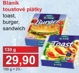 PLUS JIP Blanik toutové plátky toast, burger, sandwich nabídka