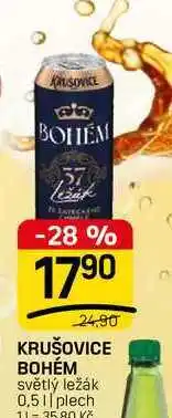 Flop KRUŠOVICE BOHÉM světlý ležák 0,5|| plech nabídka