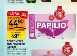 Flop DOBRÝ VÝBĚR TOALETNÍ PAPÍR PAPILIO 132 m | 8 ks 3vrstvý nabídka