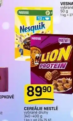 Flop CEREÁLIE NESTLÉ vybrané druhy nabídka