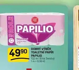 Flop DOBRÝ VÝBĚR TOALETNÍ PAPÍR PAPILIO 132 m 18 ks 3vrstvý nabídka
