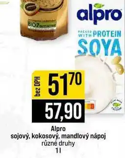 Jip Alpro sojový, kokosový, mandlový nápoj různé druhy nabídka