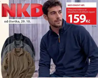 Nkd fleecová mikina se stojáčkem a krátkým zipem