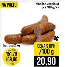 Jip Klobása vesnická cca 180 g 100g nabídka
