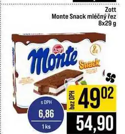Jip Zott Monte Snack mléčný řez nabídka