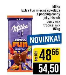 Jip Milka Extra Fun mléčná čokoláda s popping candy jelly, biscuit berry mix tropical mix nabídka