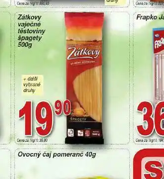 Lidl Zátkovy vaječné těstoviny špagety nabídka
