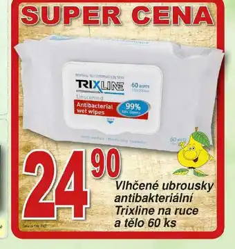 Vlhčené ubrousky antibakteriální trixline na ruce a tělo