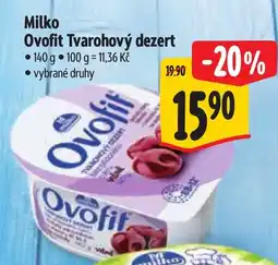 Albert Milko Ovofit Tvarohový dezert nabídka