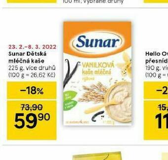 Tesco Sunar dětská mléčná kaše nabídka