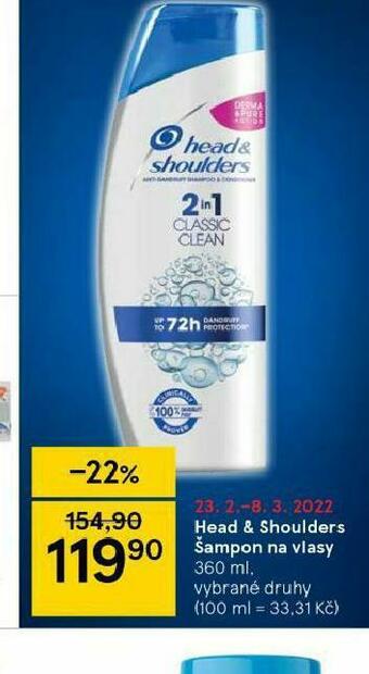 Tesco Head&shoulders šampon nabídka