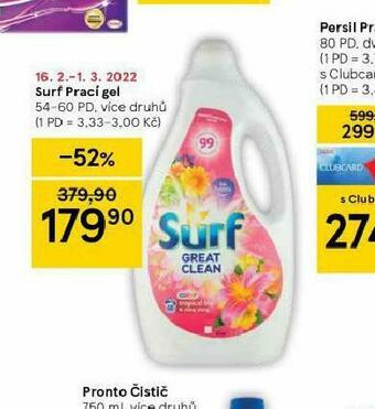 Tesco Surf prací gel nabídka