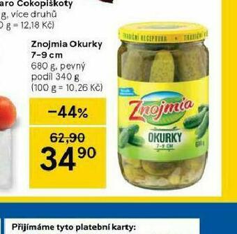 Tesco Znojmia okurky 7-9 cm nabídka