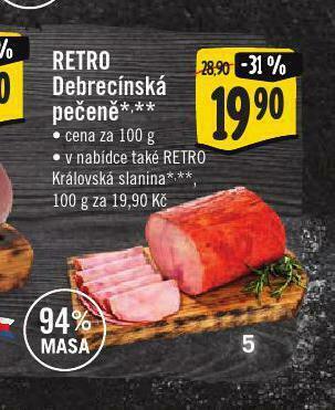 Jip Retro debrecínská pečeně nabídka