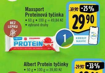 Albert Maxsport proteinová tyčinka nabídka