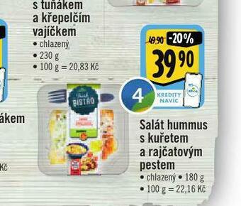 Albert Salát hummus s kuřetem a rajčatovým pestem nabídka
