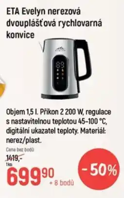 Globus Eta evelyn nerezová dvouplášťová rychlovarná konvice nabídka