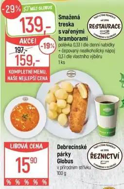 Globus Můj Globus Smažená treska s vařenými bramborami nabídka