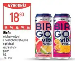 Globus BirGo michaný nápoj z nealkoholického piva s příchutí různé druhy plech nabídka