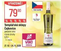 Globus Templářské sklepy nabídka