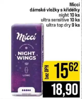 Micci dámské vložky s křídélky night