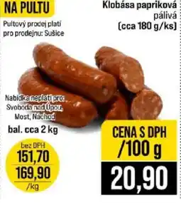 Jip Klobása papriková pálivá nabídka