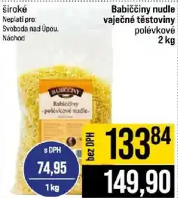 Jip Babiččiny nudle vaječné těstoviny polévkové nabídka