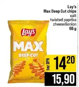 Jip Lay's max deep cut chips salt twisted paprika cheese&onion nabídka