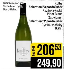 Jip Kolby Selection 23 pozdní sběr Ryzlink rýnský Pinot Blanc Sauvignon nabídka