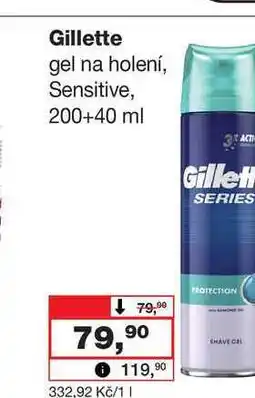 Barvy a laky drogerie Gillette gel na holení, Sensitive, 200+40 ml nabídka