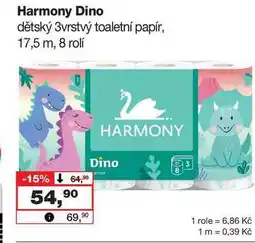 Barvy a laky drogerie Harmony Dino dětský 3vrstvý toaletní papír, 17,5 m, 8 rolí nabídka
