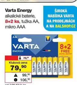 Barvy a laky drogerie Varta Energy alkalické baterie, 8+2 ks, tužka AA, mikro AAA nabídka
