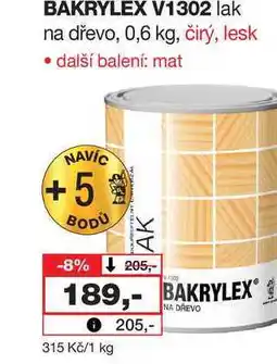 Barvy a laky drogerie BAKRYLEX V1302 lak na dřevo, 0,6 kg, čirý, lesk nabídka
