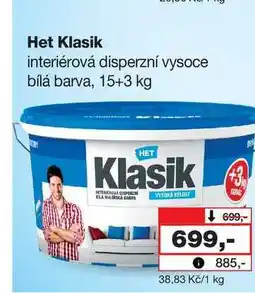 Barvy a laky drogerie Het Klasik interiérová disperzní vysoce bílá barva, 15+3 kg nabídka