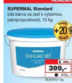 Barvy a laky drogerie SUPERMAL Standard bílá barva na zeď s výbornou paropropustností nabídka