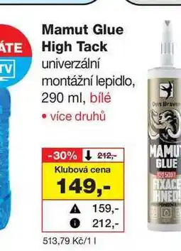 Barvy a laky drogerie Mamut Glue High Tack univerzální montážní lepidlo, 290 ml, bílé nabídka