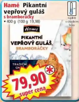 Norma Hamé pikantní vepřový guláš s bramboráčky nabídka