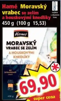 Norma Hamé moravský vrabec se zelím a houskovými knedlíky nabídka