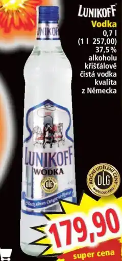 Norma Lunikoff vodka nabídka