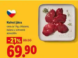 Lidl Kuřecí játra, cena za 1 kg, chlazená nabídka