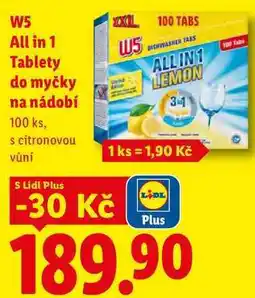 Lidl W5 All in 1 Tablety do myčky na nádobí, 100 ks nabídka