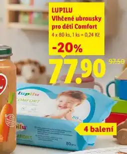 Lidl LUPILU Vlhčené ubrousky pro děti Comfort, 4x 80 ks nabídka