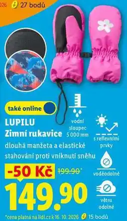 Lidl LUPILU Zimní rukavice nabídka