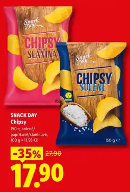 Lidl SNACK DAY Chipsy 150 g, solené/ paprikové/slaninové nabídka