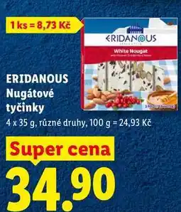 Lidl ERIDANOUS Nugátové tyčinky, 4 x 35 g, různé druhy nabídka